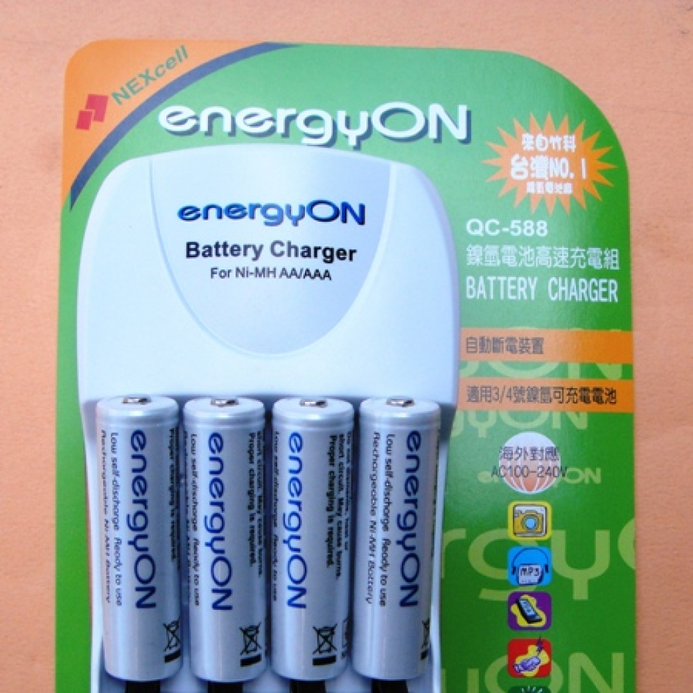 QC-688AA4 耐能快速充電組　附3號充電電池4顆