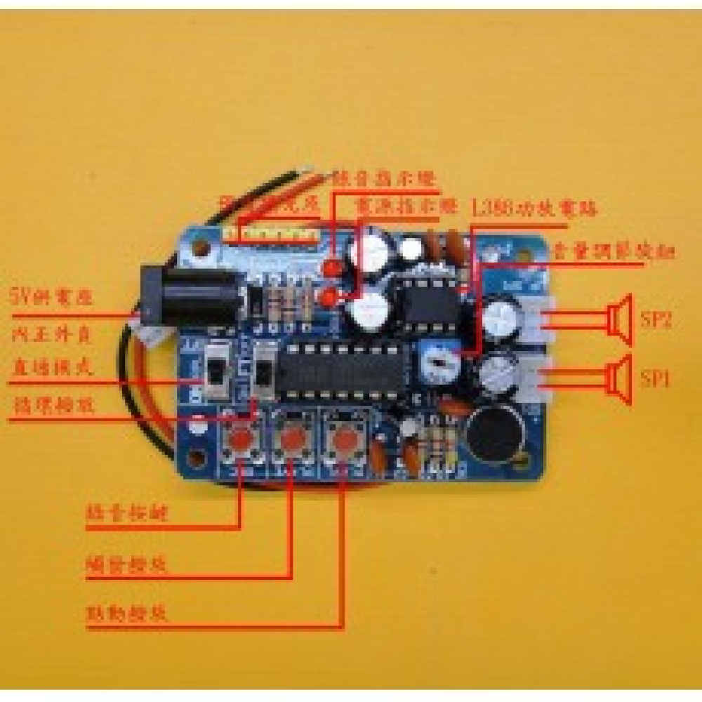 【大順電子】ISD1820P錄音模組套件 帶音放大電路 迴圈播放 喊話器 KC-0078-1