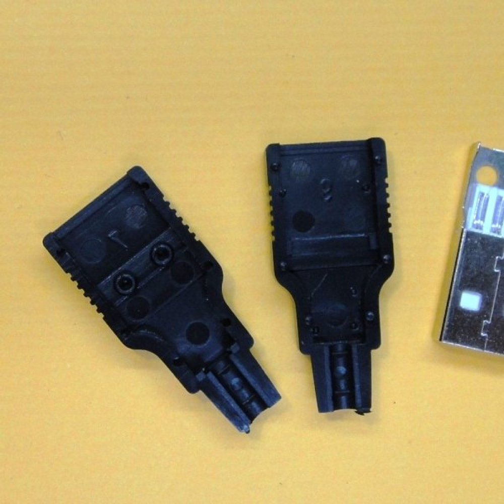 USB公頭 帶朔料殼/三件式 USB接頭 A型4P 充電器電源改裝必備件 USB-0005