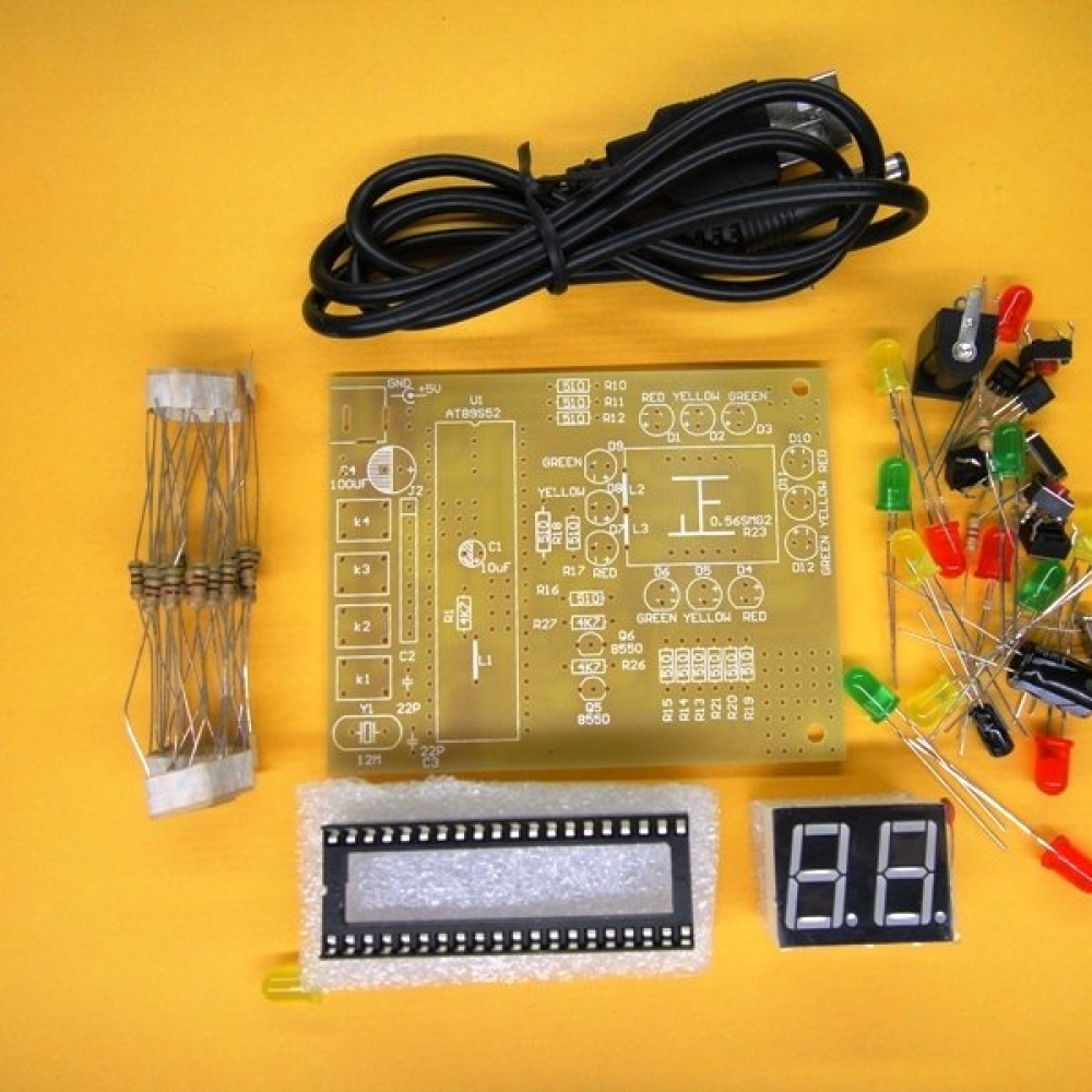 51單晶片 交通燈設計信號燈/紅綠燈套件 (單純基板)PCB 板 K51-0011