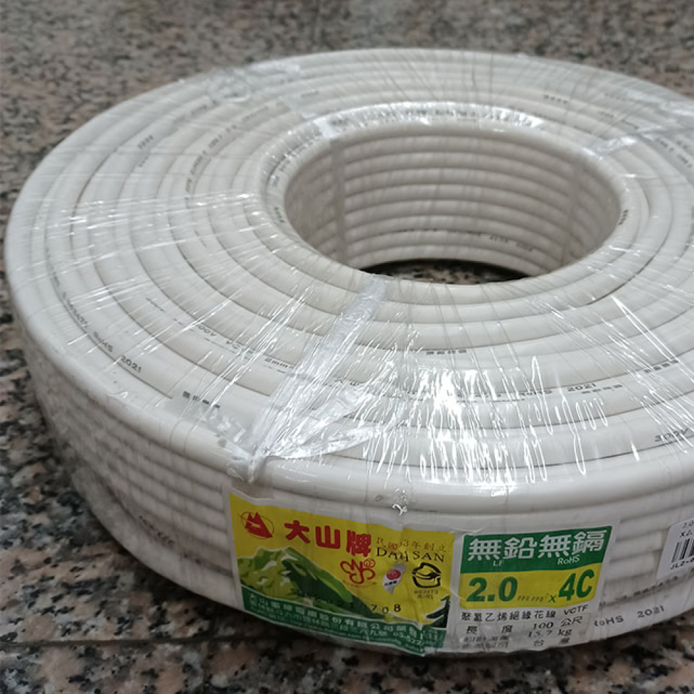 JL2-04CW 大山2-0 4C細芯控制電覽線白色