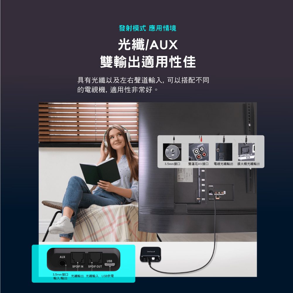 藍芽5.0 二合一音樂發射接收機